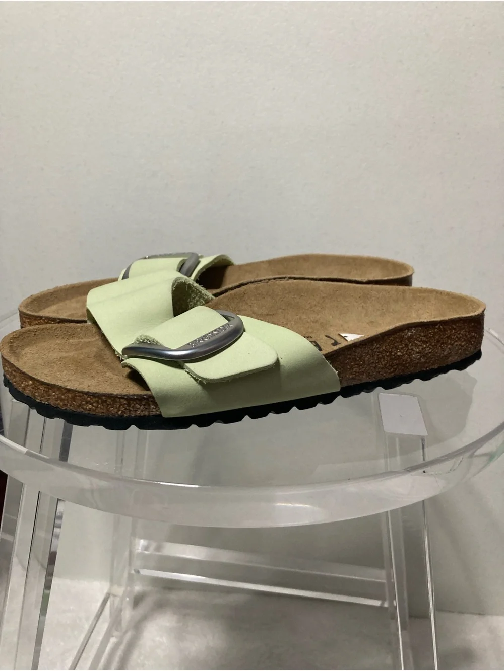 Birkenstock Kids Light Green Single Buckle Slide Sandals